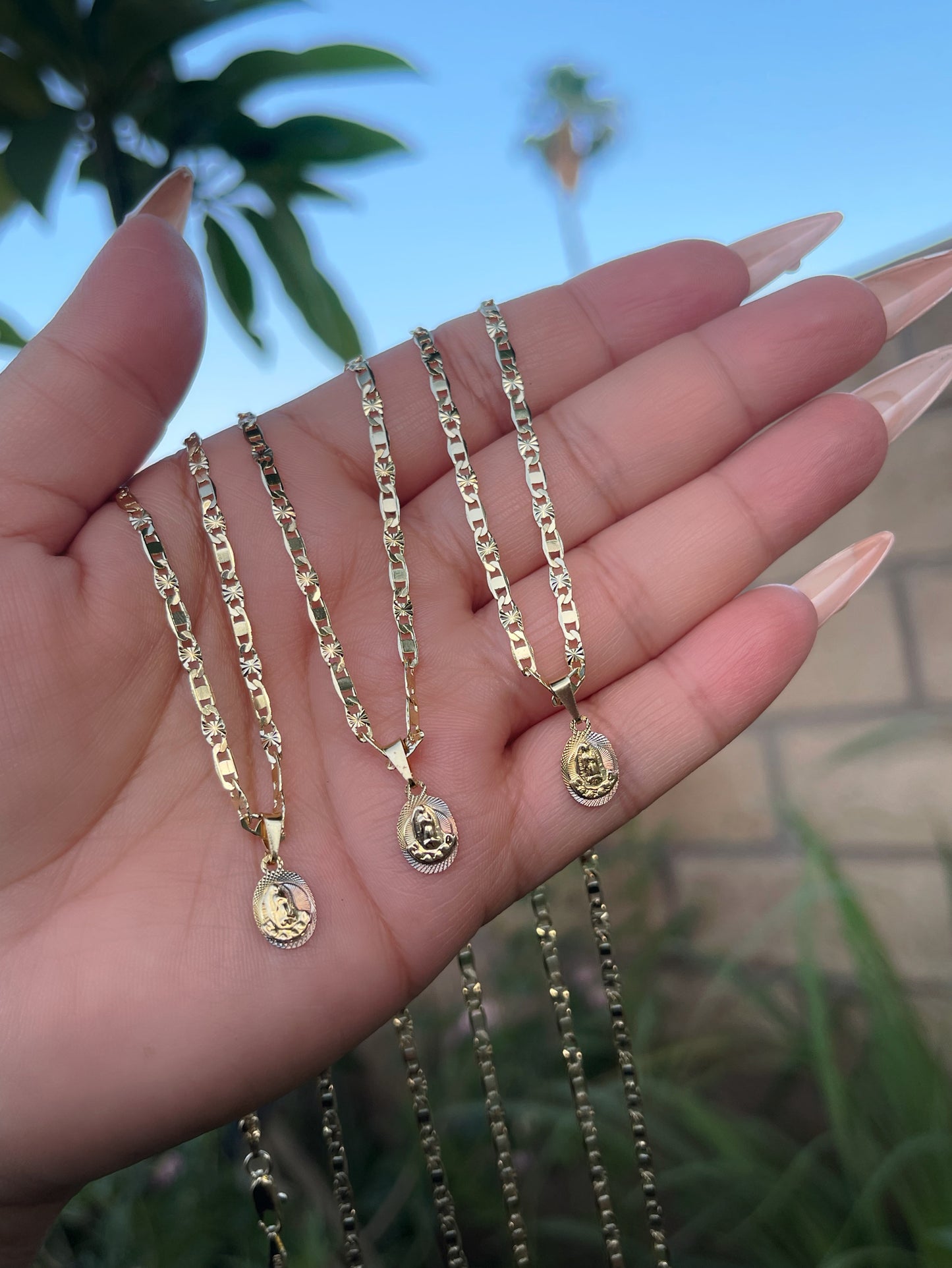 Mini Virgencita charm necklace-22”