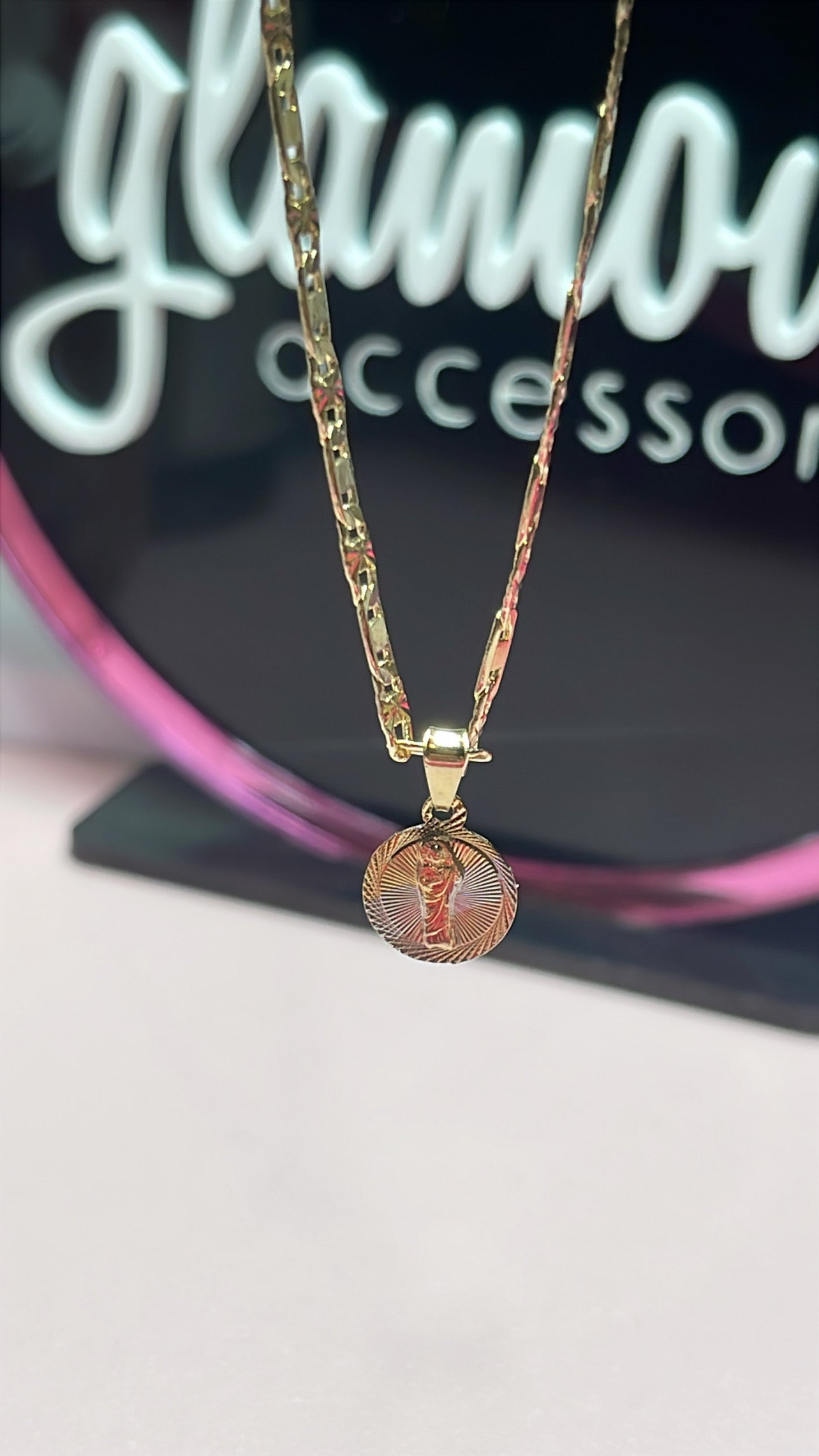 Mini San Judas Tadeo charm necklace-22”
