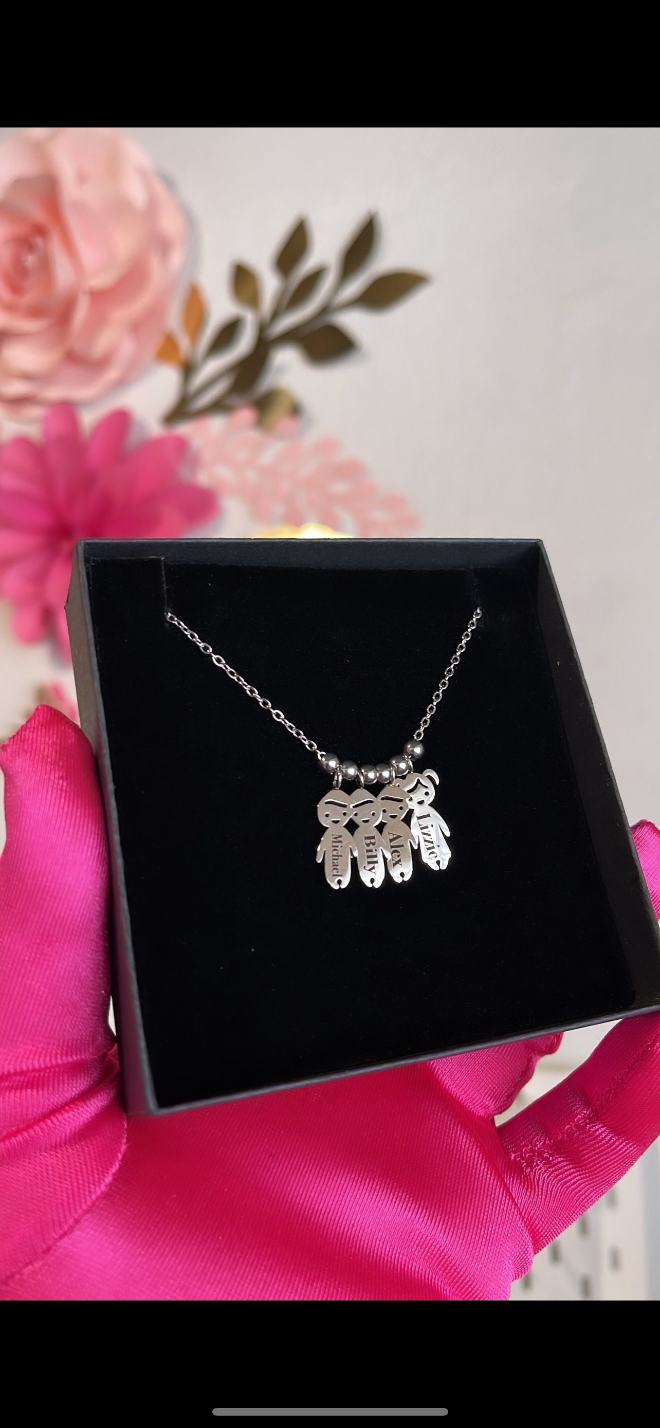 Silver Personalized child charm necklace