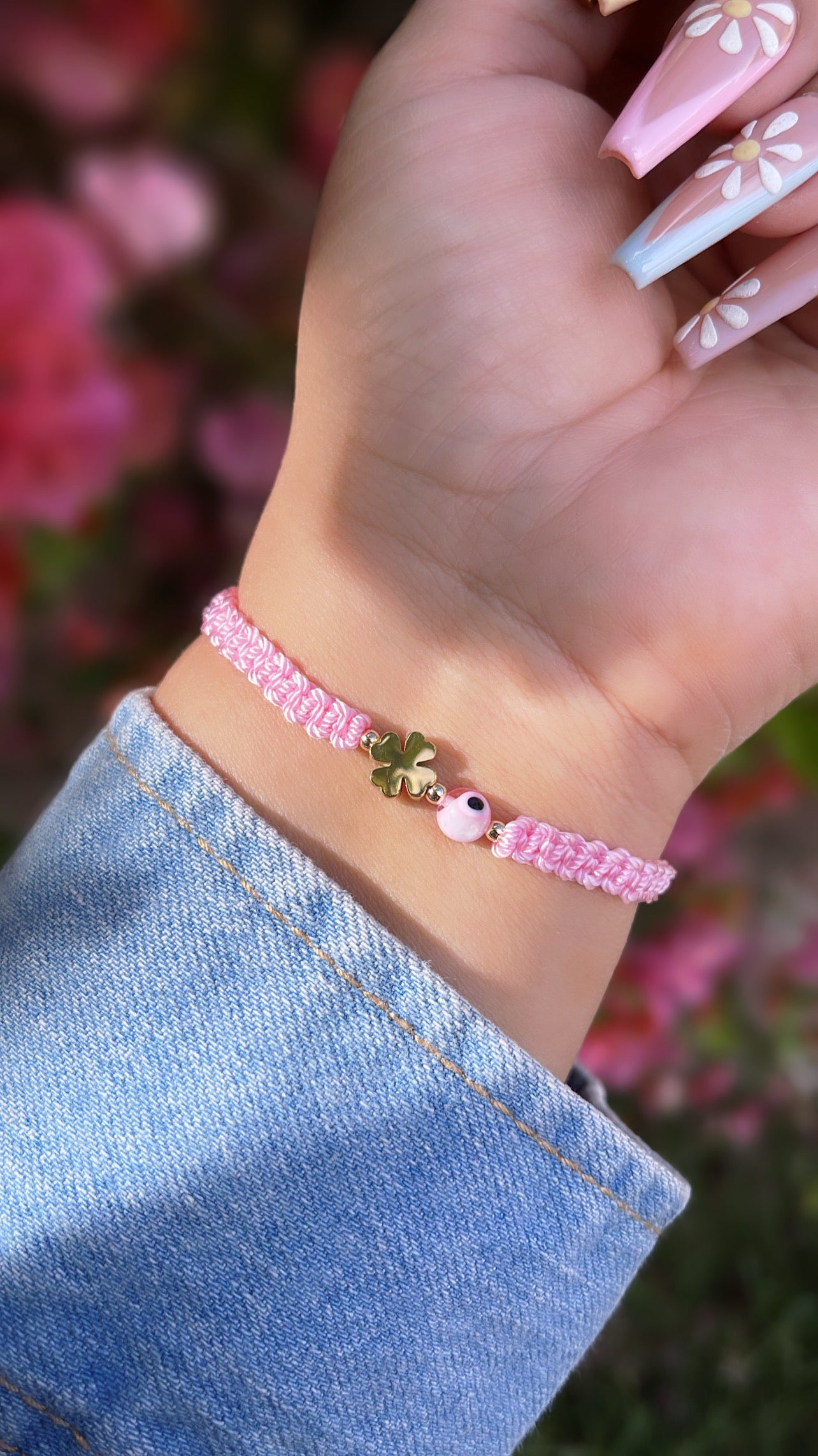 🩷🍀Pink clover bracelet