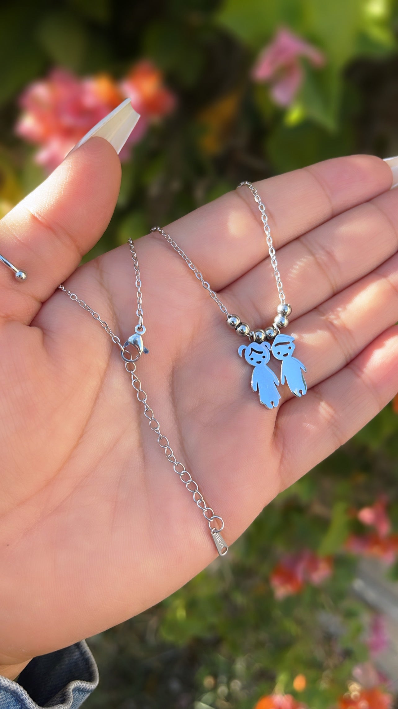 Silver Personalized child charm necklace