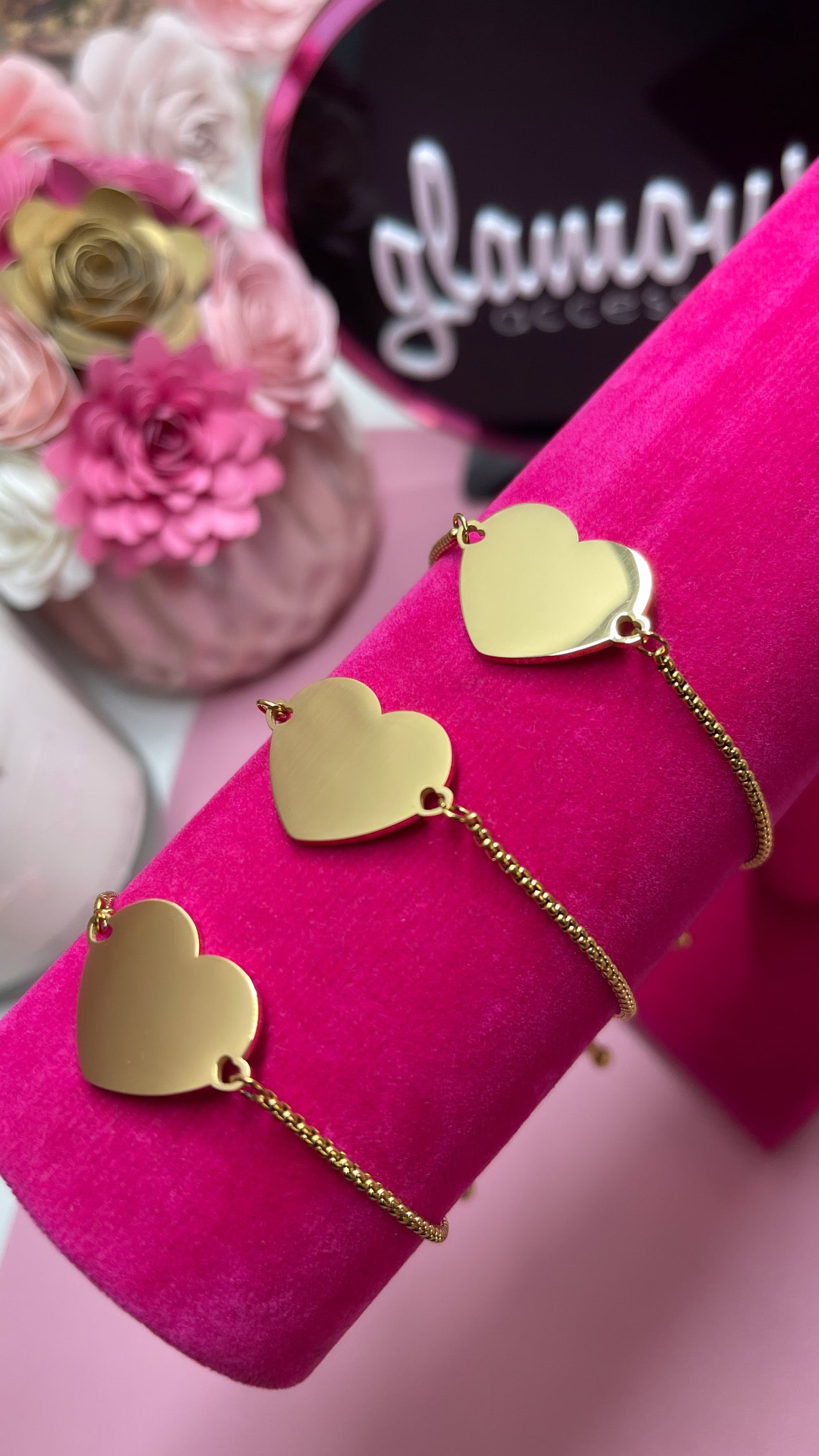 Pulsera con dije de corazón grande y retrato