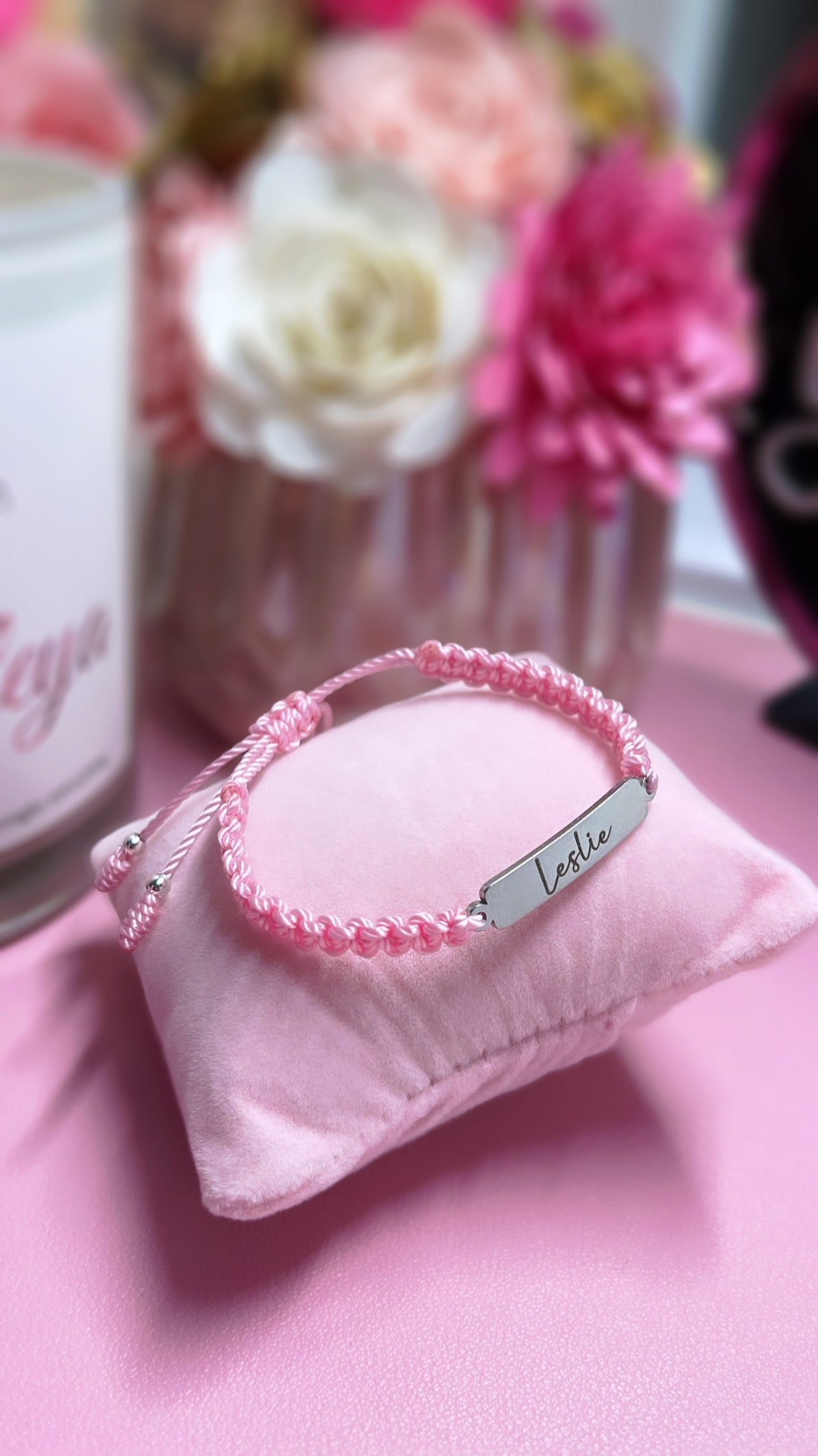 Pulsera con placa con nombre para bebé/niño