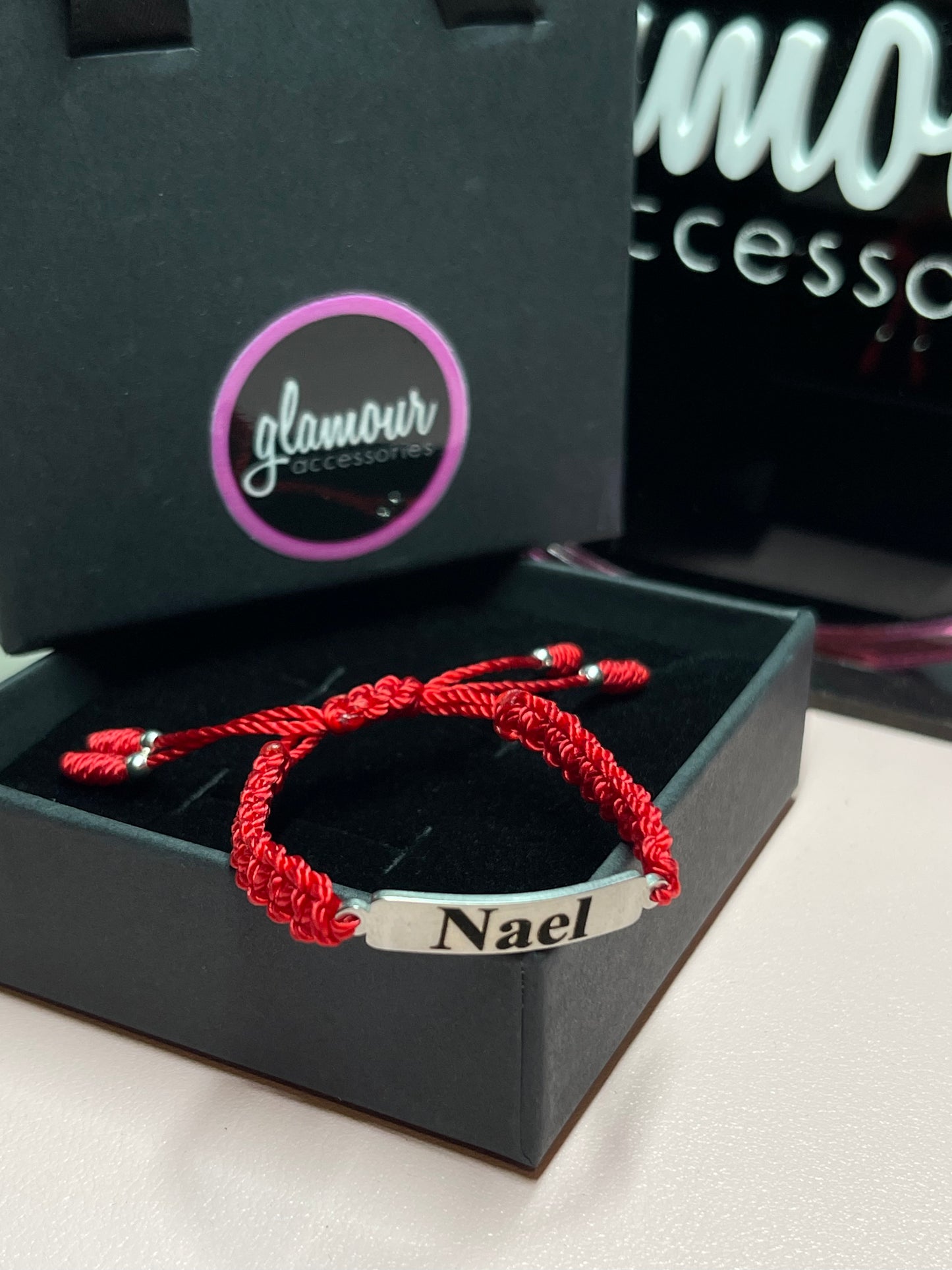 Pulsera con placa con nombre para bebé/niño