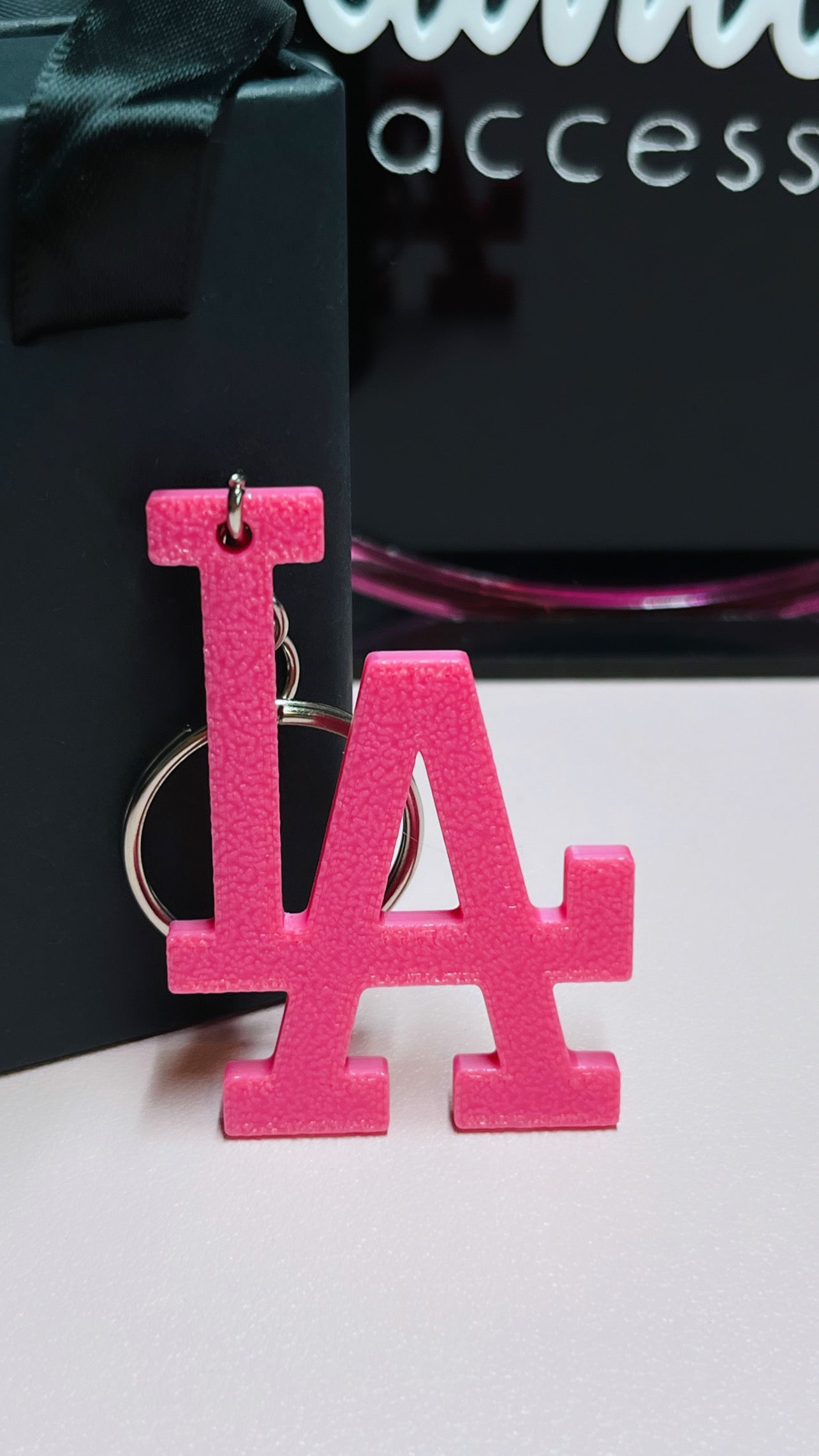 Pink LA keychain