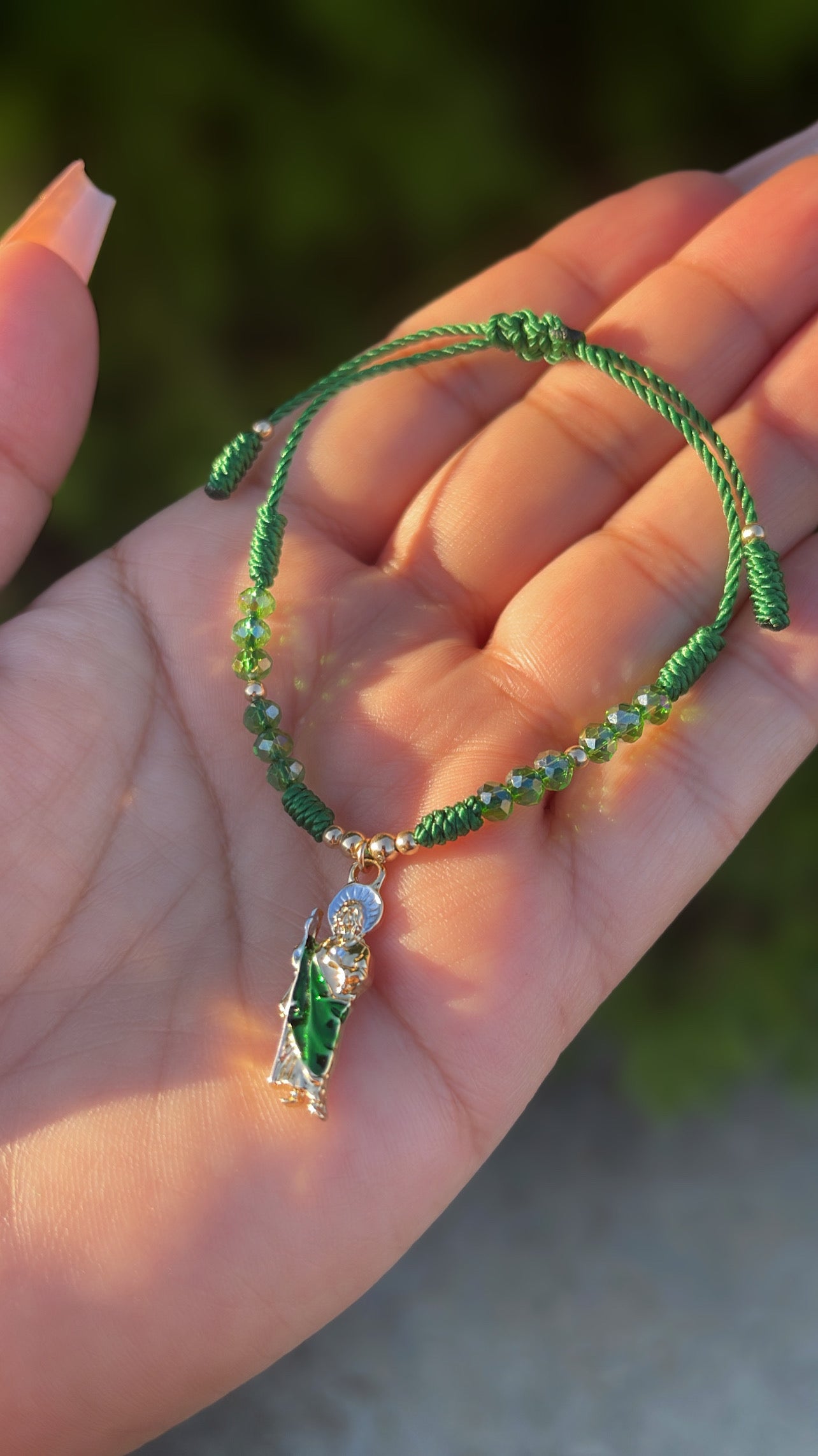 San Judas green bracelet