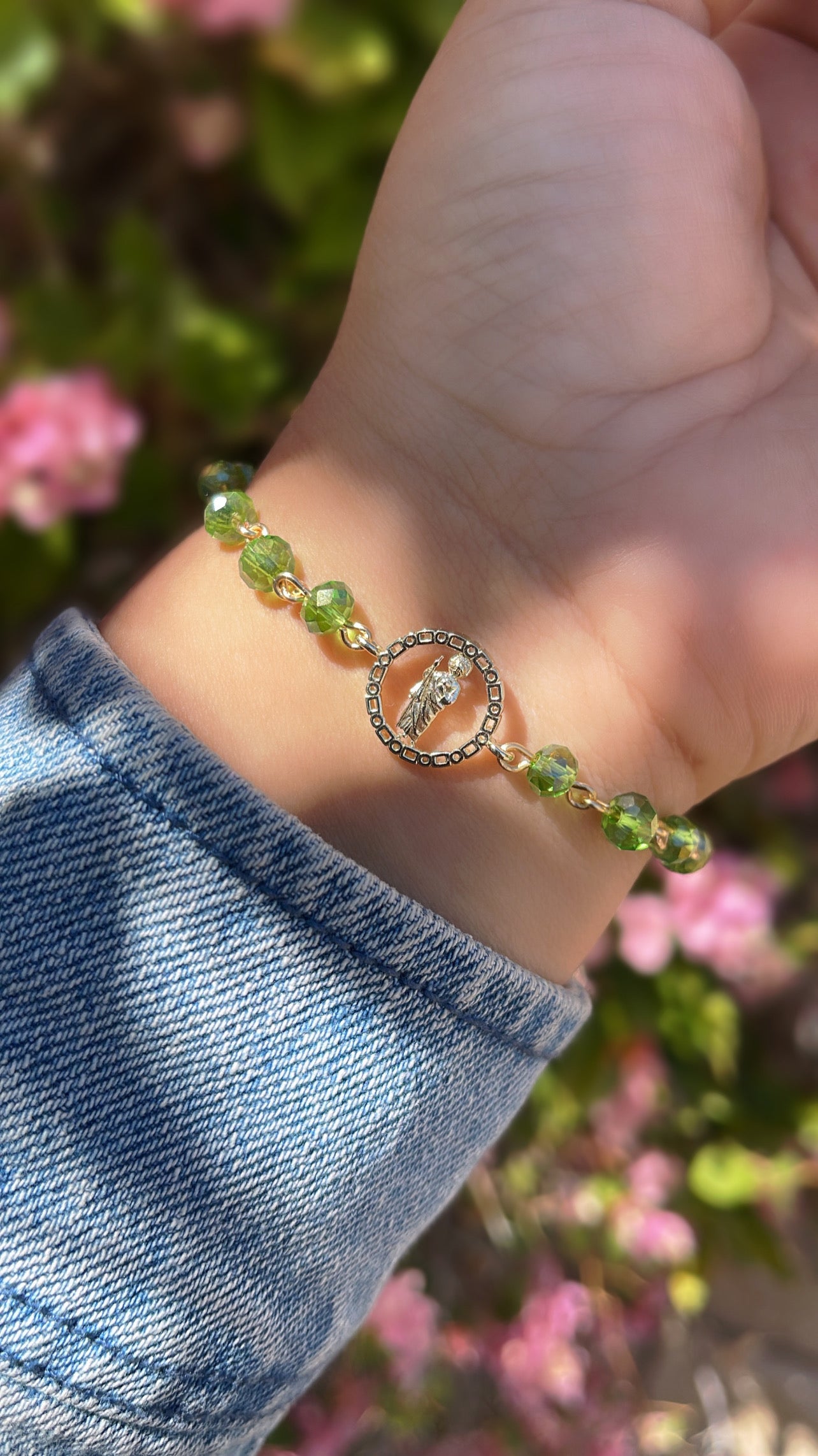 Pulsera de eslabones verdes de San Juditas