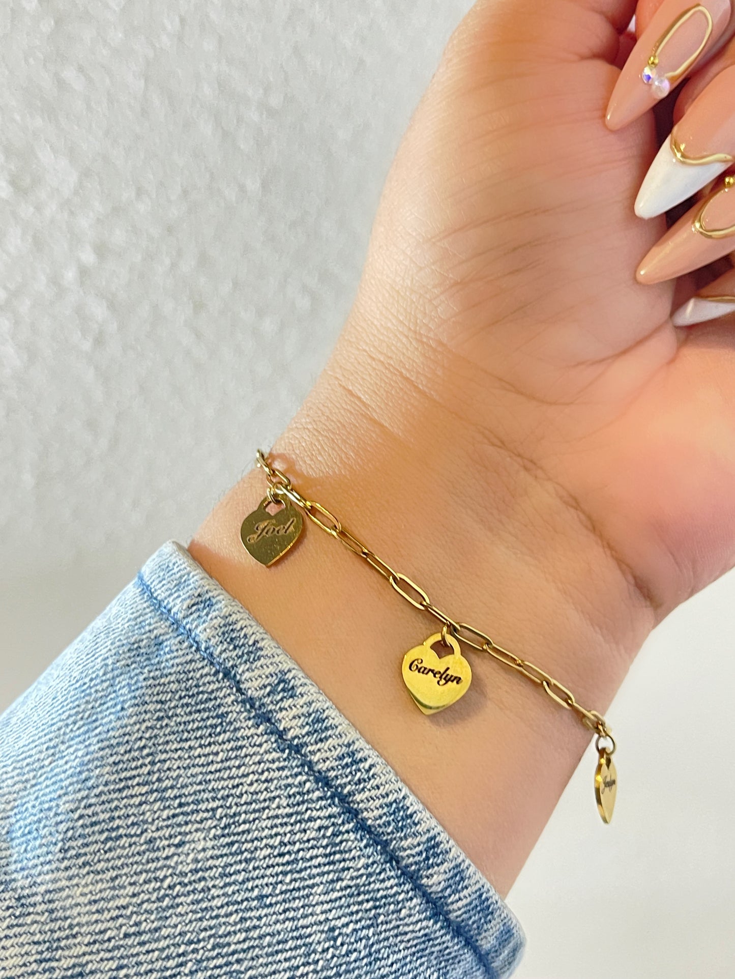 Personalized Heart charm bracelet