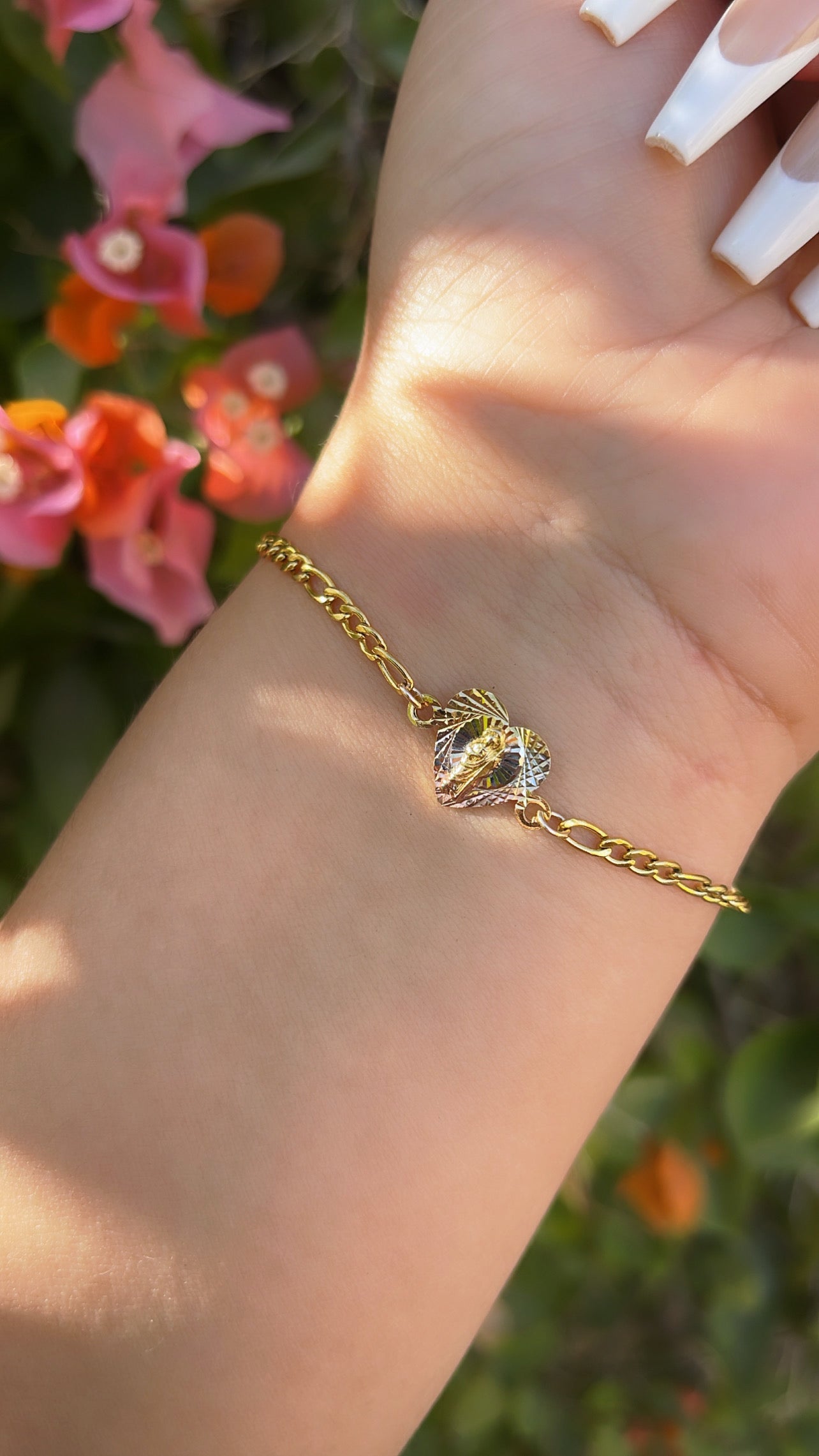 San Judas heart charm bracelet