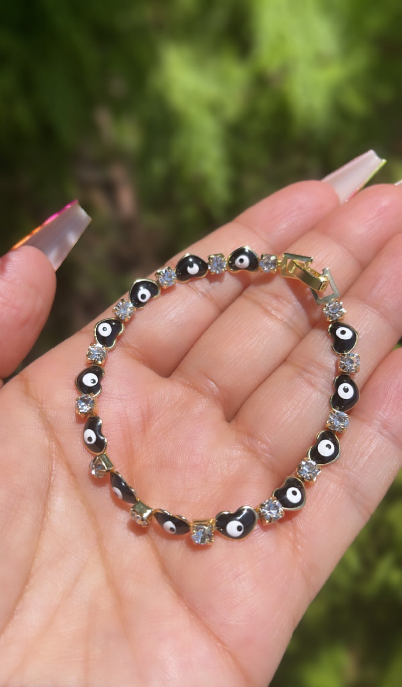 🖤Black heart evil eye bracelet