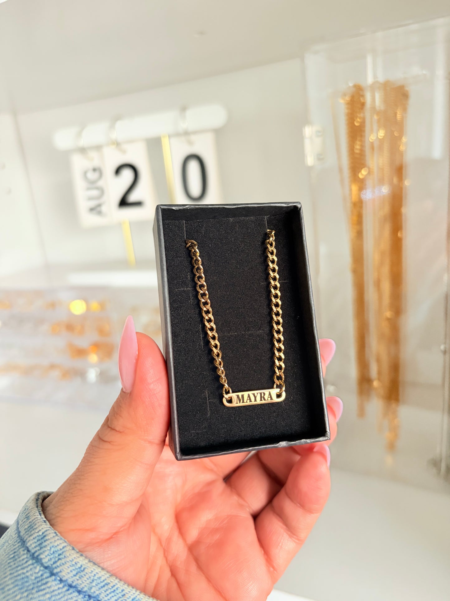 Small bar Chunky chain necklace