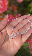 Load image into Gallery viewer, Silver Virgencita &amp; Cross charm bracelet
