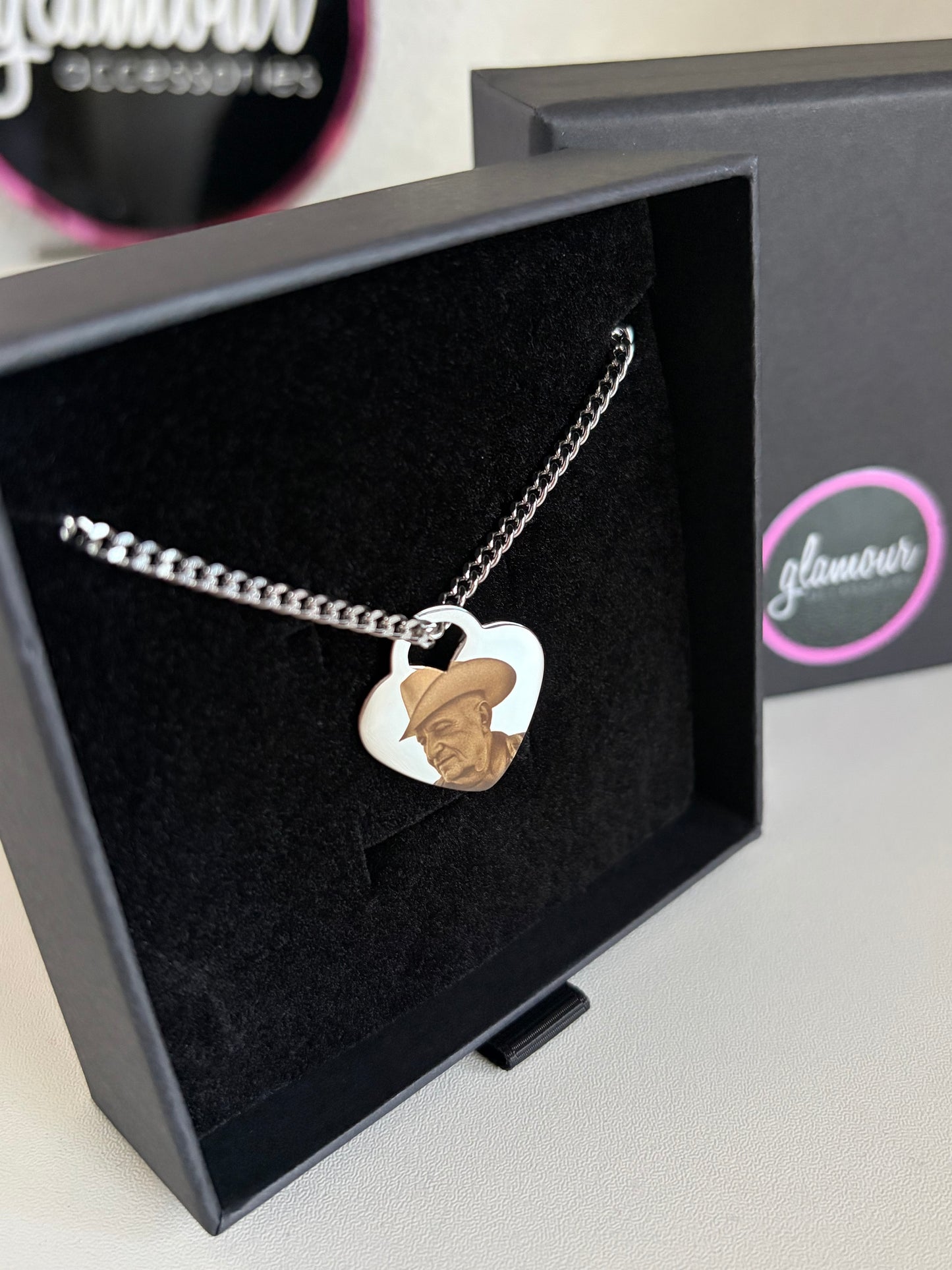 Steel medium Heart  necklace