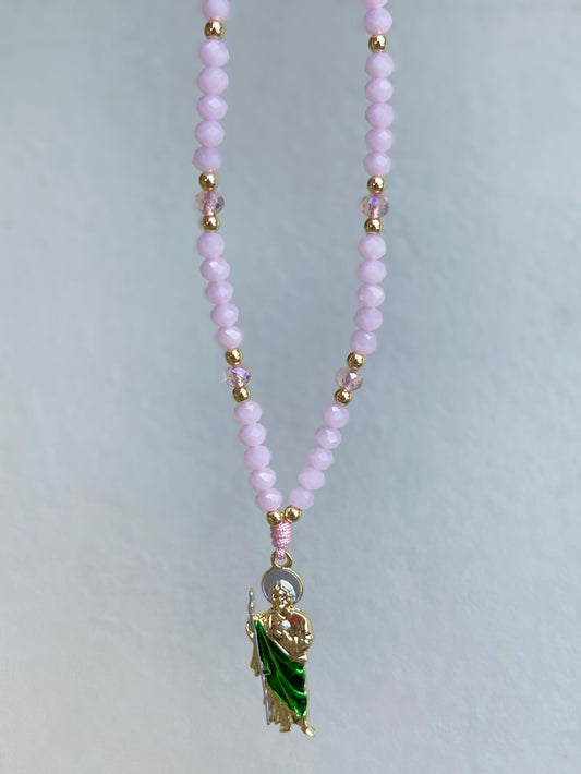 Pink San Judas charm bendicion