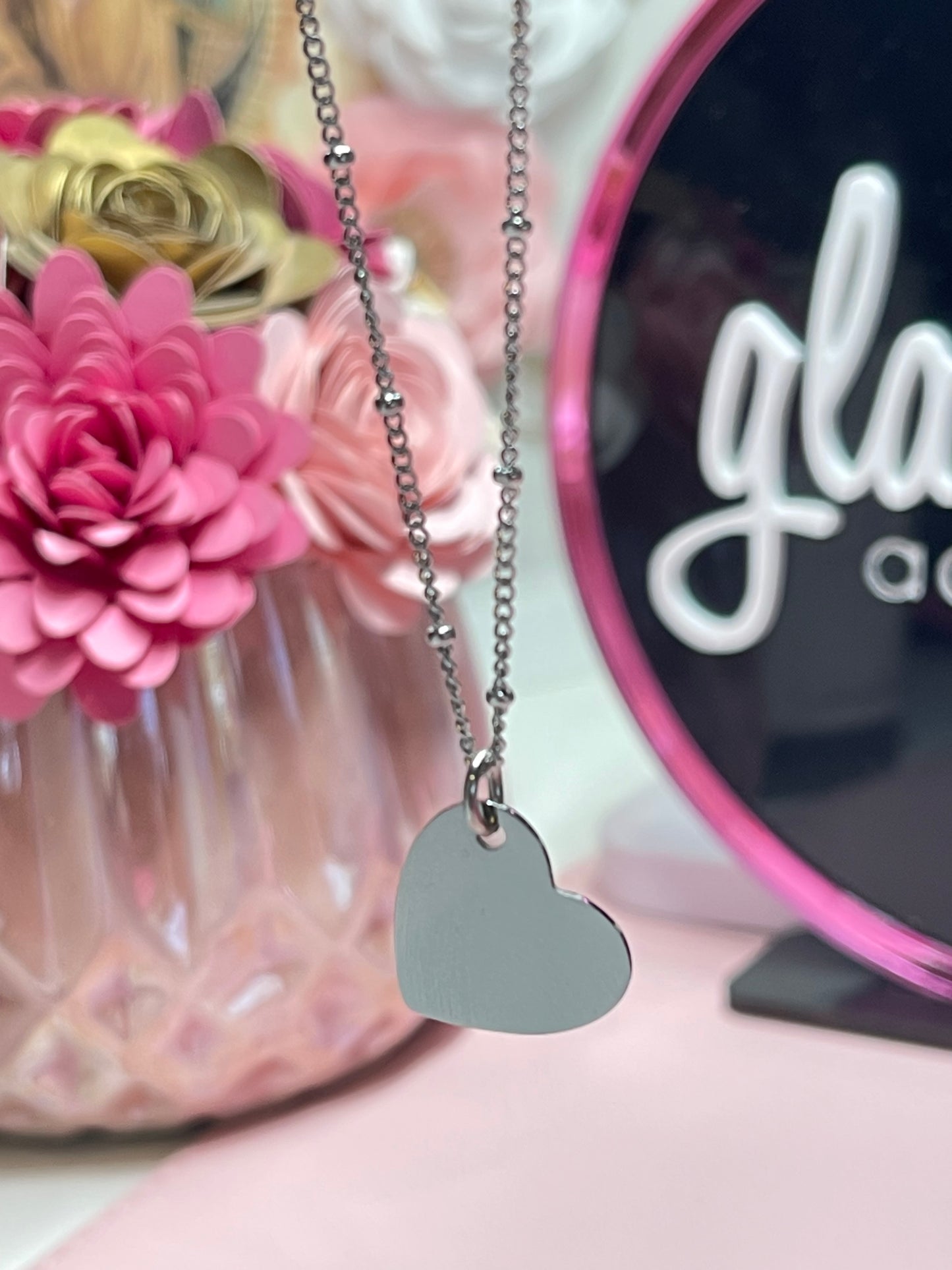 Silver heart Portrait Necklace