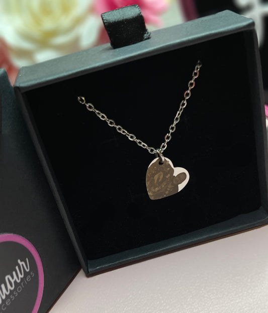 Silver heart Portrait Necklace