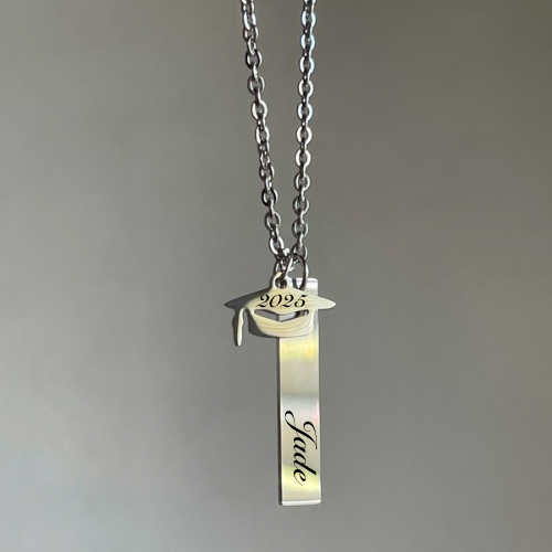 Steel- Personalized graduation necklace