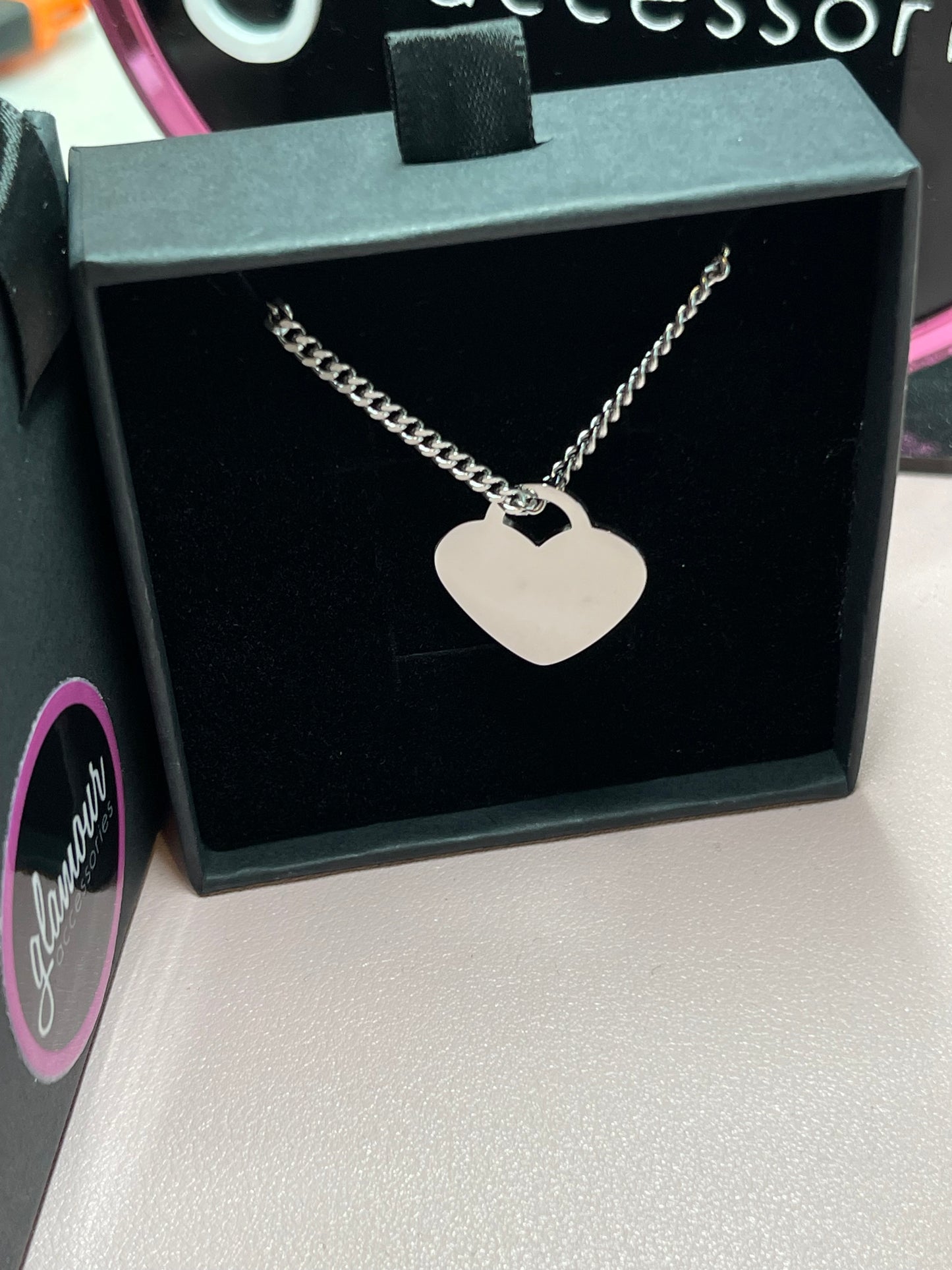 Steel medium Heart  necklace chunky chain