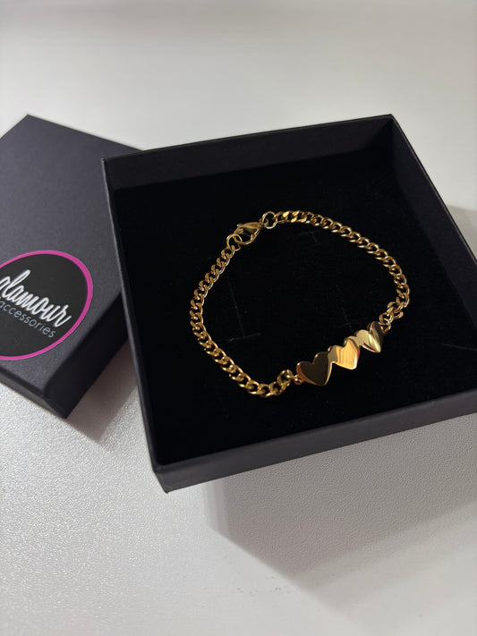 Tripe heart bracelet