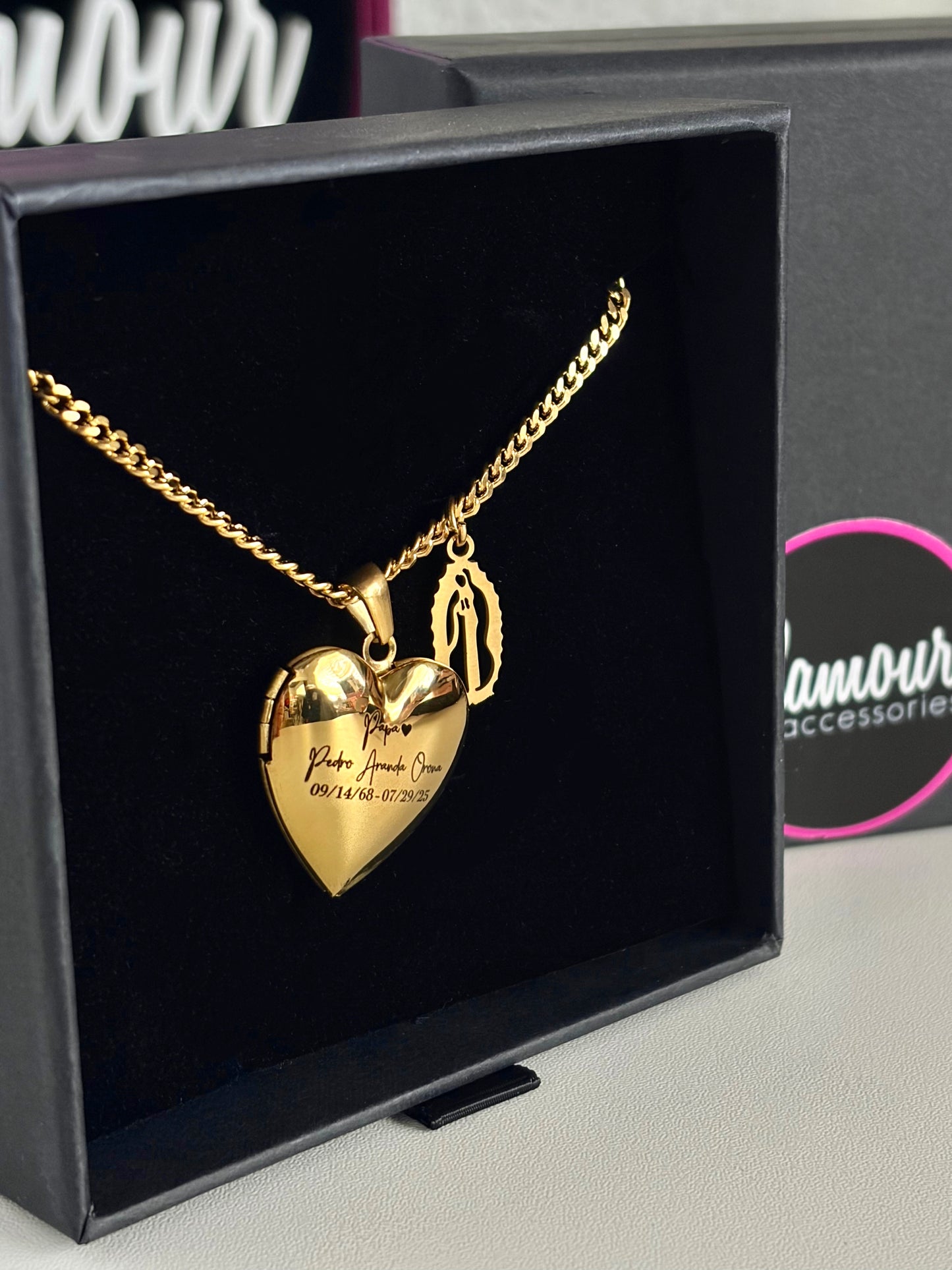 Personalized Heart locket with charm