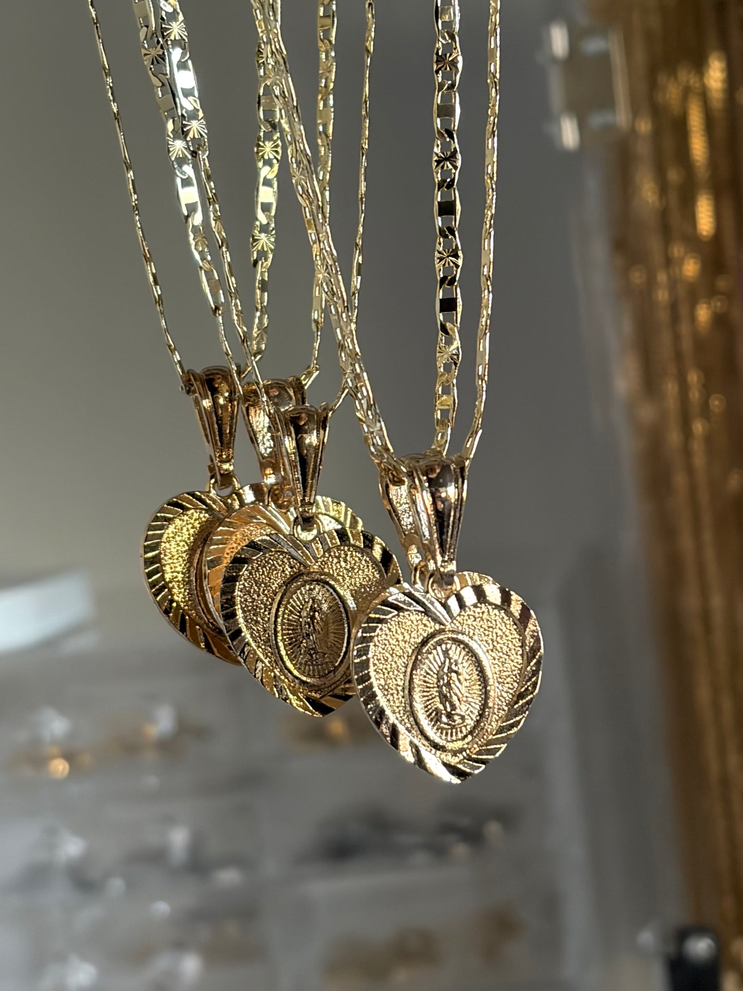 Virgencita heart necklace-22”