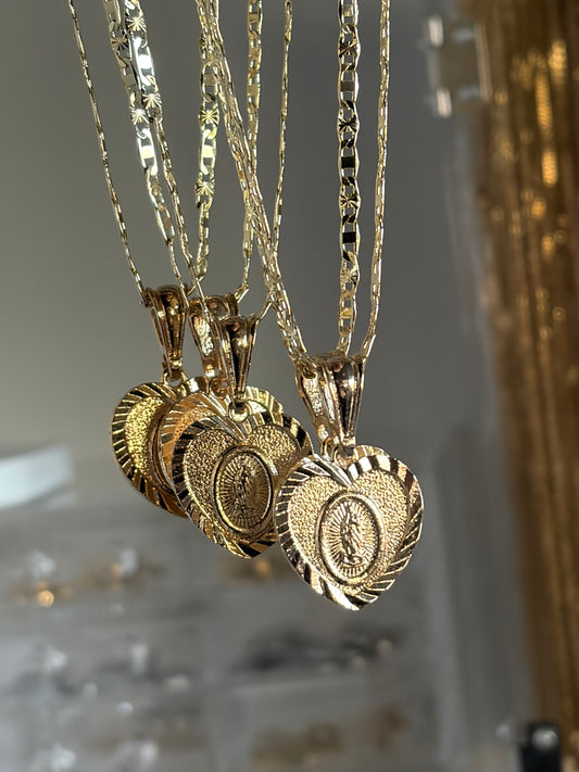 Virgencita heart necklace-22”