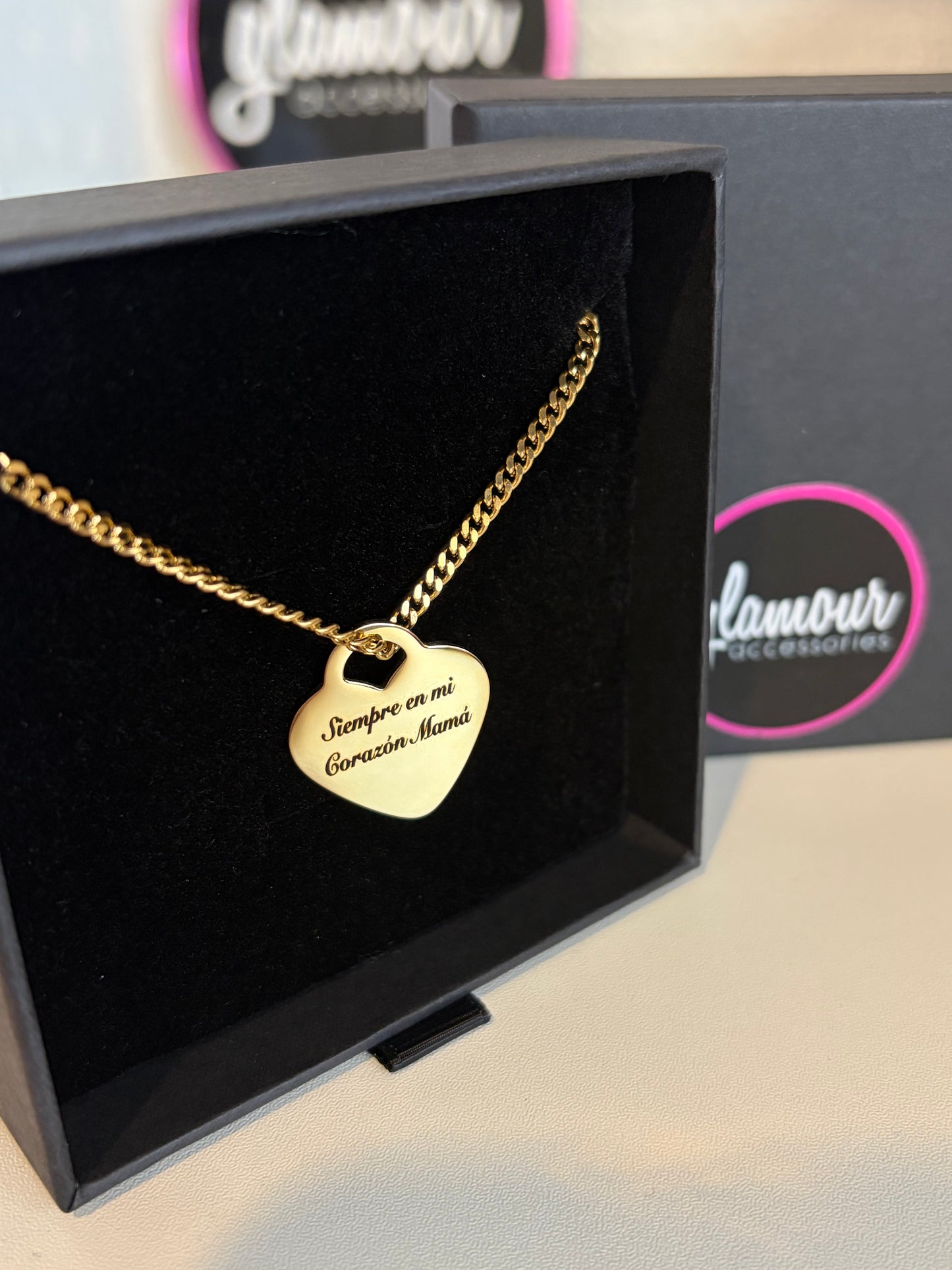 Gold medium Heart  necklace chunky chain