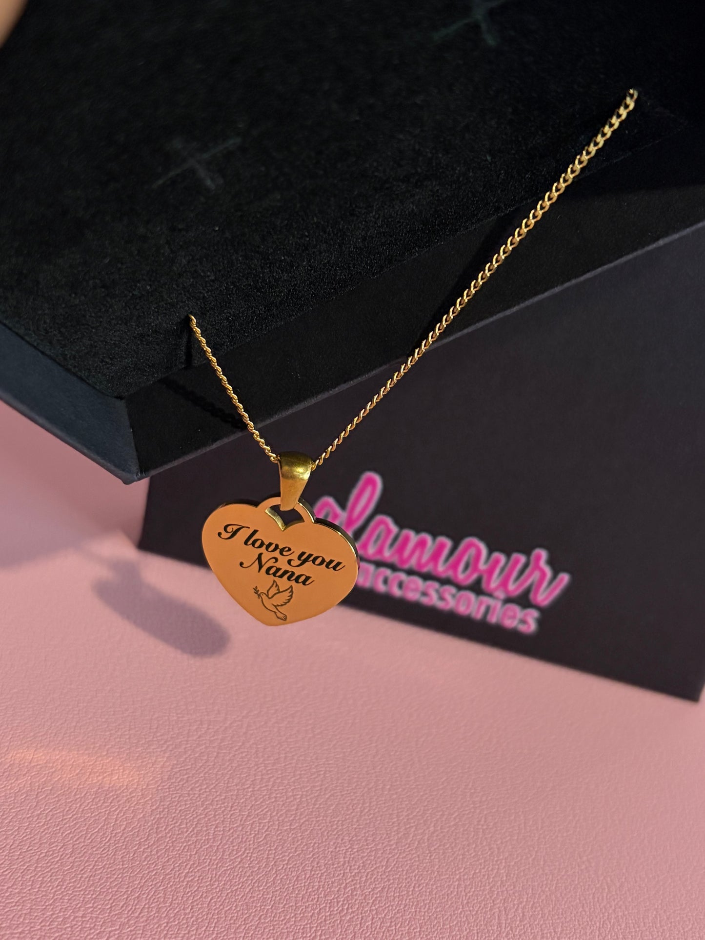 Portrait heart necklace chunky chain