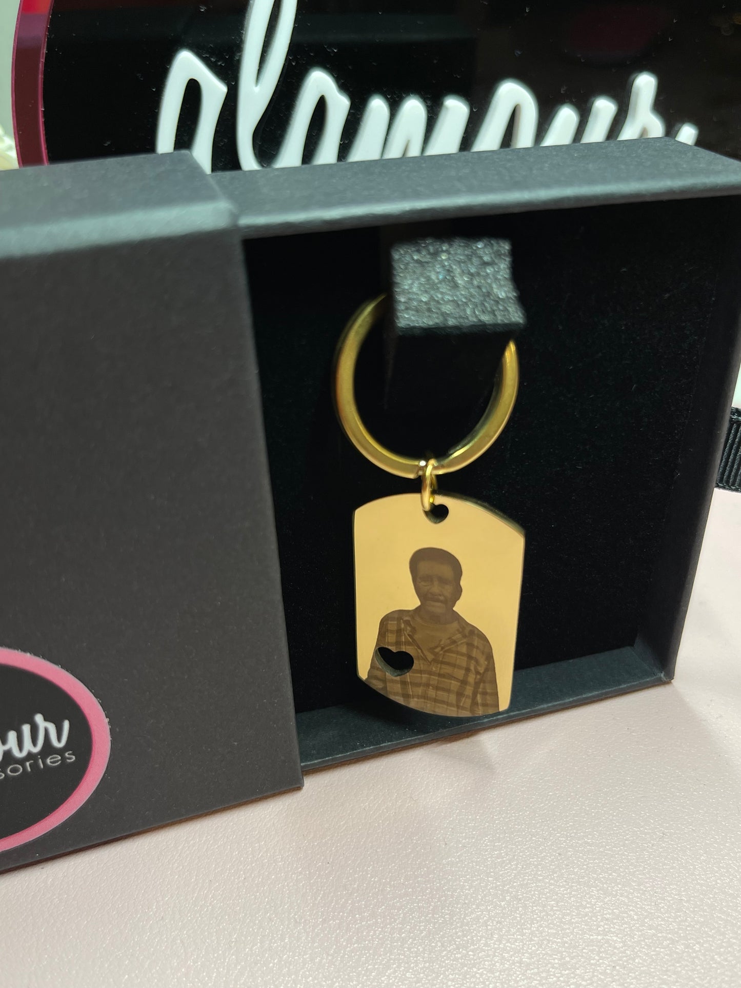 Personalized gold keychain