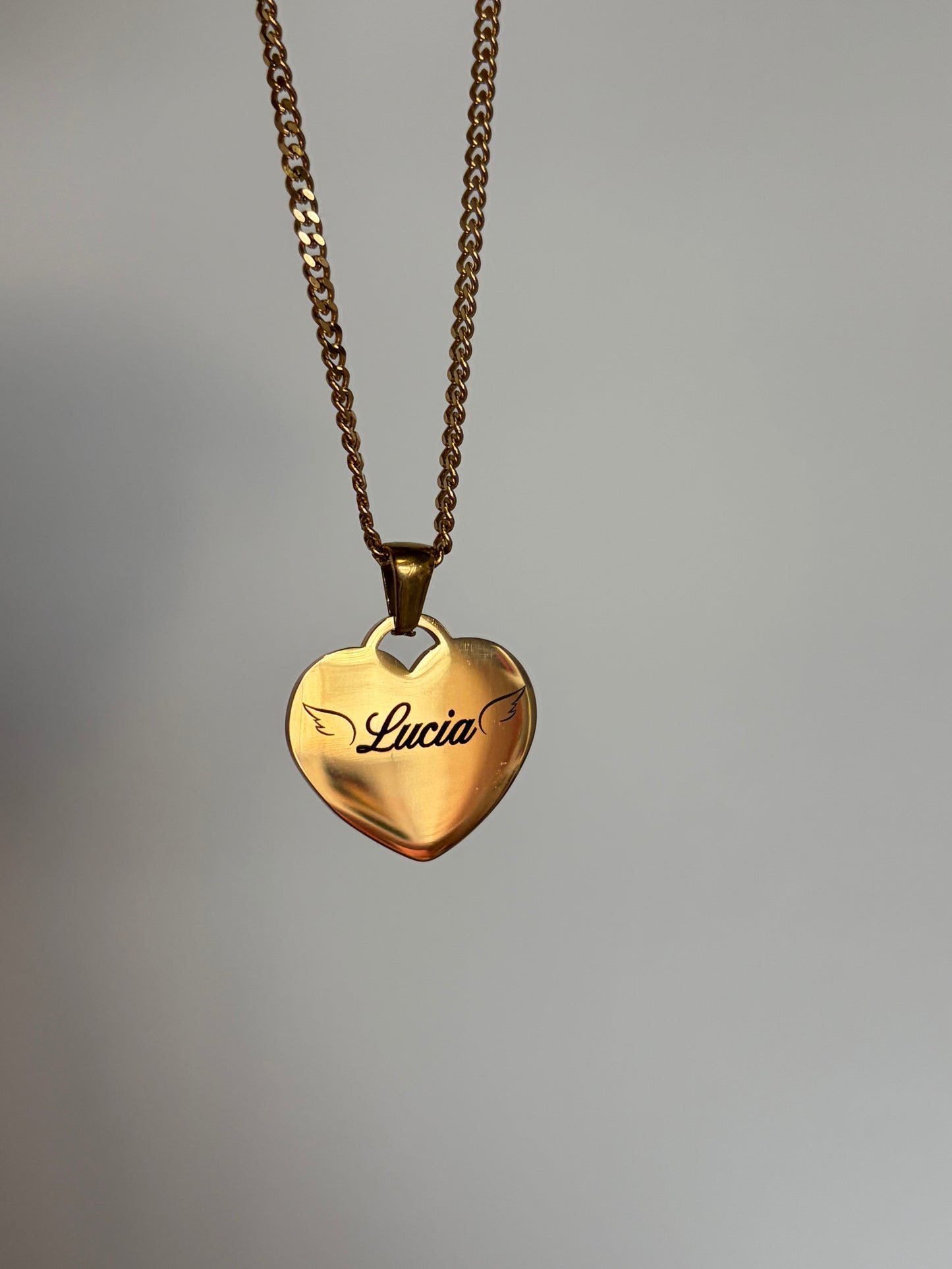 Portrait heart necklace chunky chain
