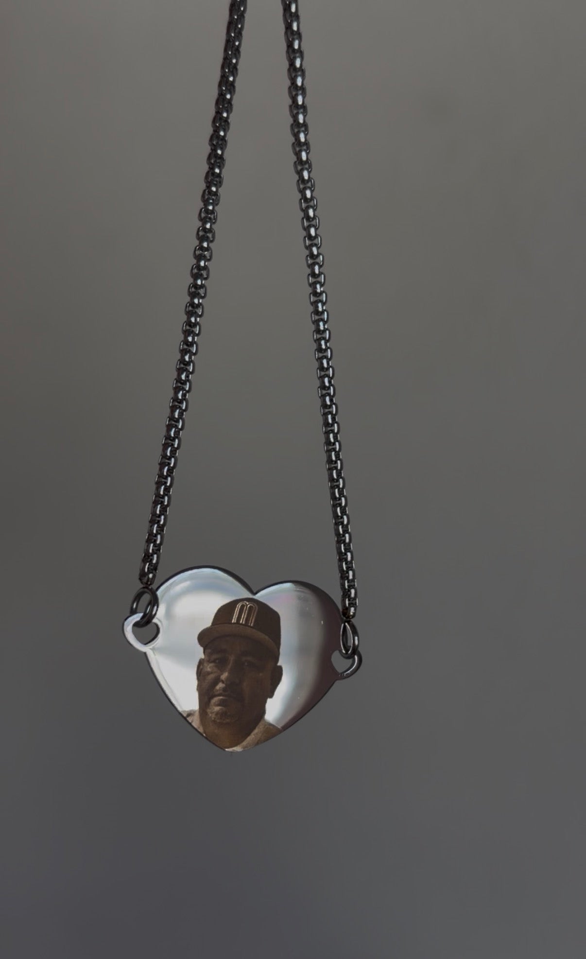 Portrait big heart charm bracelet- Silver