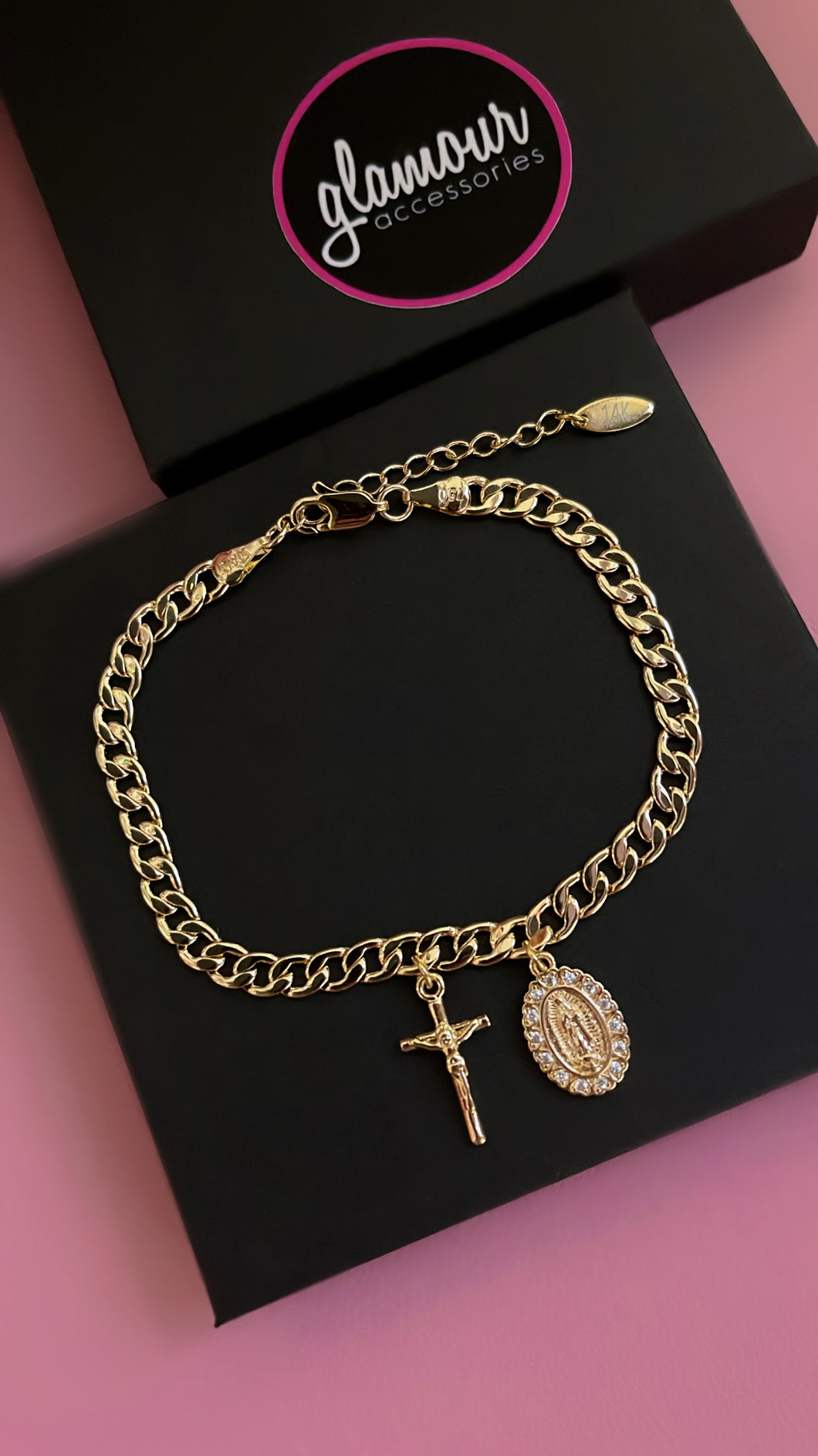 💖Virgencita & Cross charm bracelet