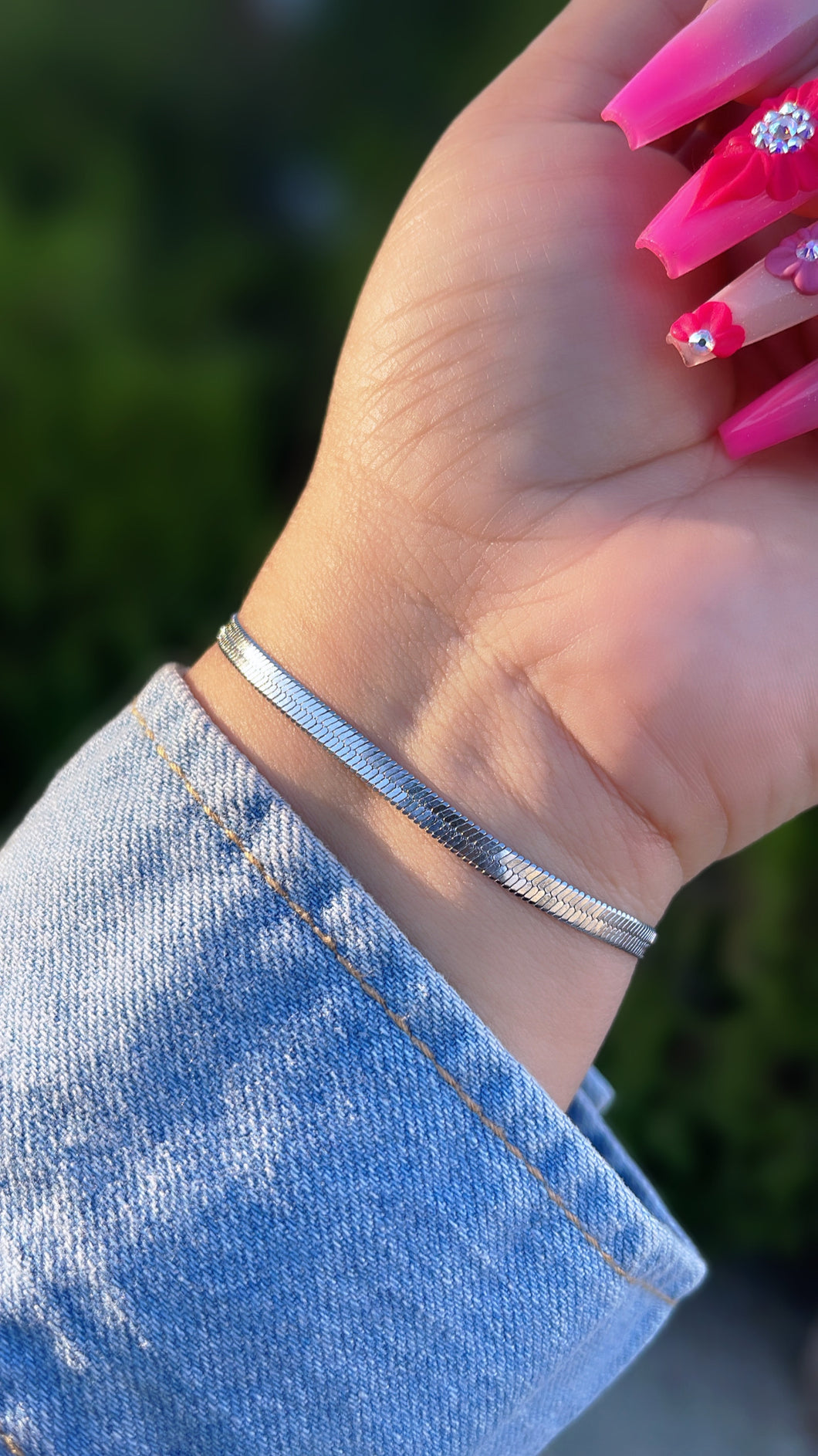 Silver plated herringbone bracelet