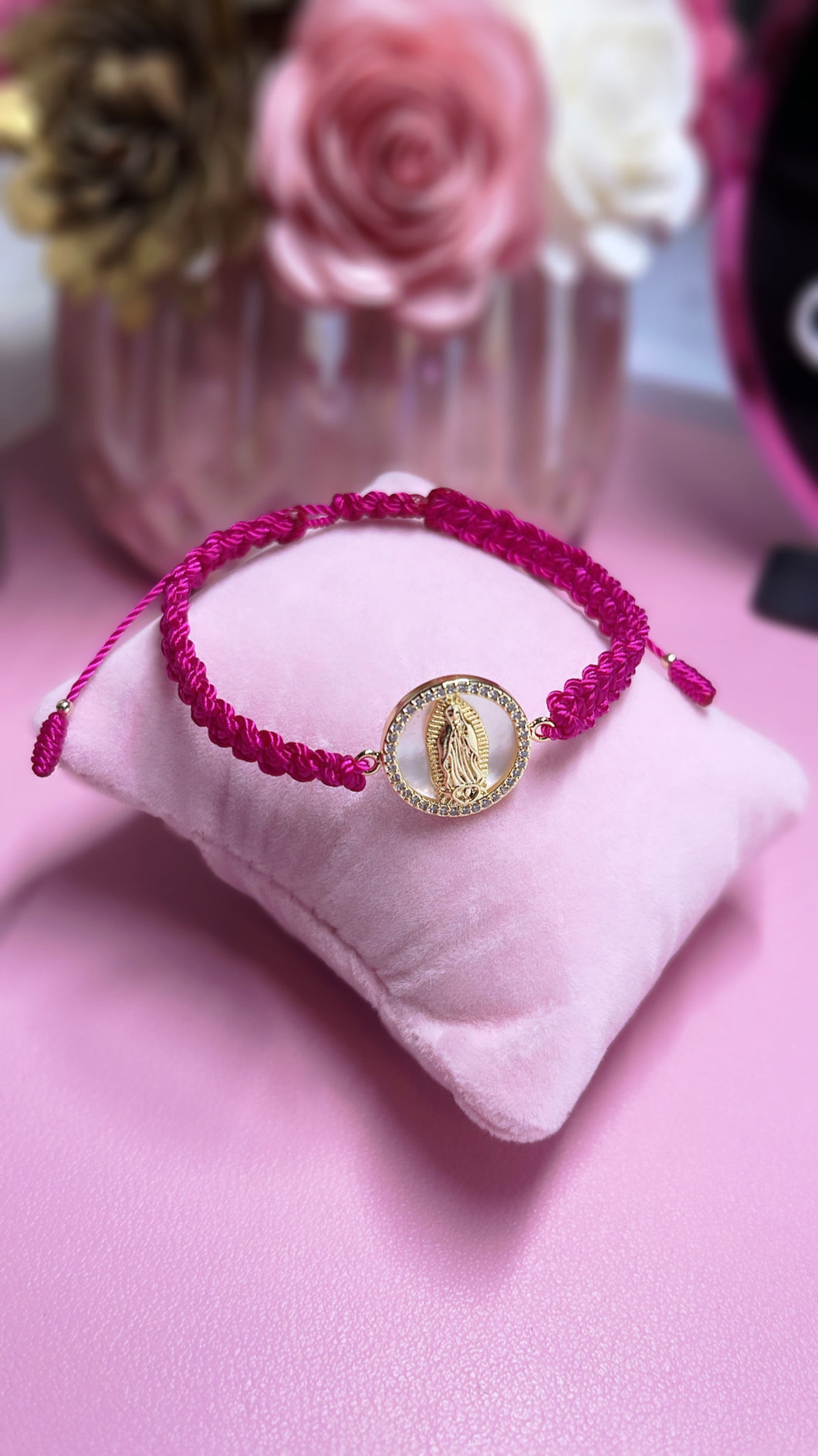 Pink Virgencita bracelet