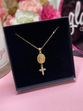 Load image into Gallery viewer, Virgencita &amp; Cross charm necklace
