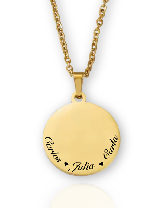 Personalized round charm necklace