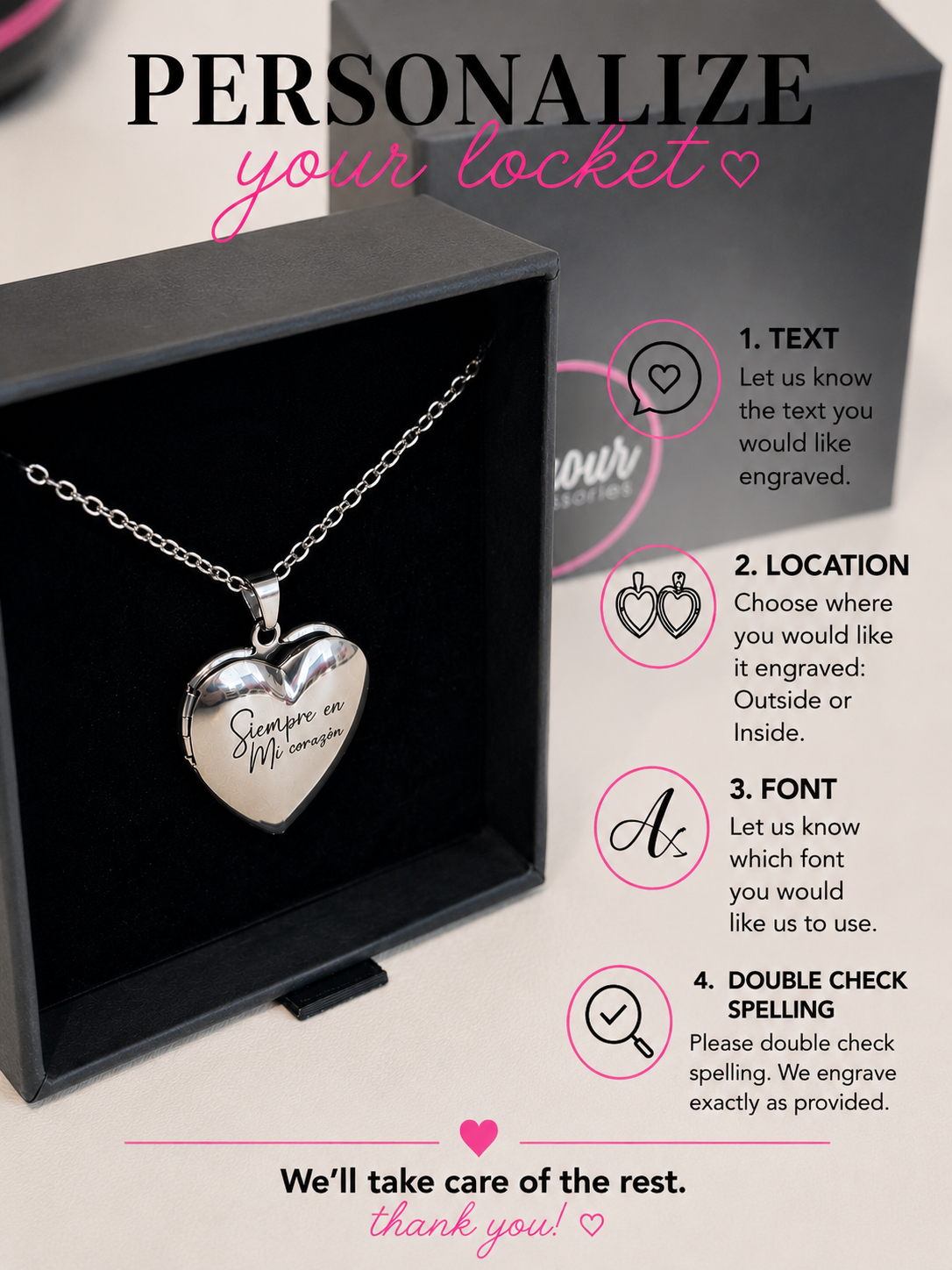 Personalized Steel Heart locket