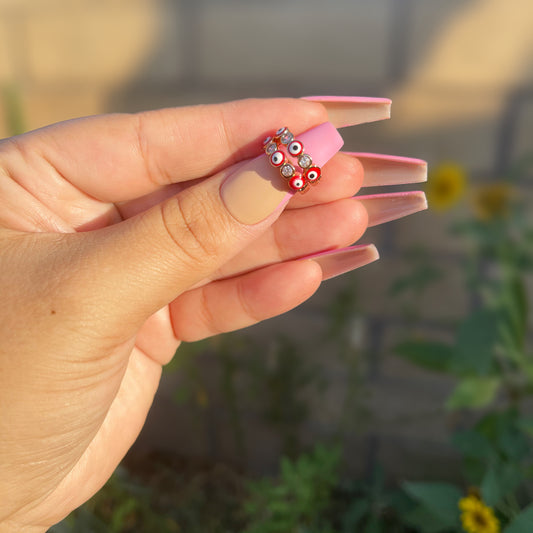 Tiny evil eye earrings🧿❤️- RED