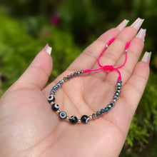 Load image into Gallery viewer, 🖤🩷Pink &amp; black crystal eye bracelet
