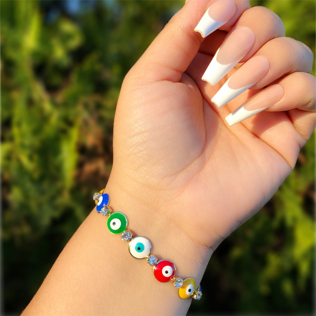 🧿Multicolor CZ eye bracelet🌈