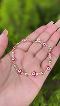 Load image into Gallery viewer, Heart evil eye bracelet- Red
